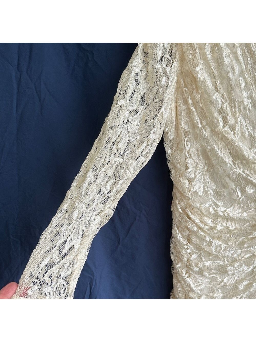 Filigree Ltd Vintage Elegant Ivory Draped Long Sleeve Special Occasion Dress 18W - Picture 5 of 17
